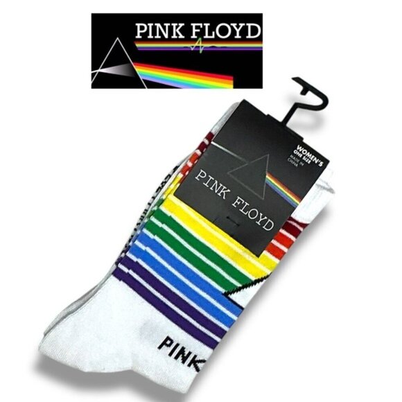 Pink Floyd Accessories - Pink Floyd Womens Crew Socks Rainbow Striped One Size NEW
